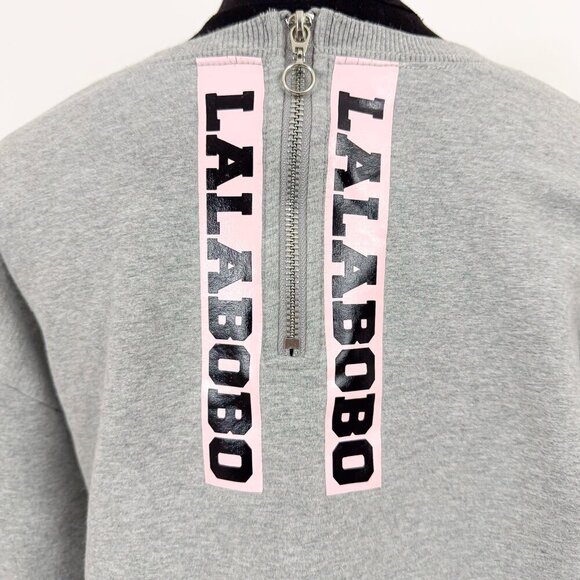 LALABOBO SWEATSHIRT GRAPHIC PATCH SWEATER DRESS GREY COLOR - Picture 4 of 10